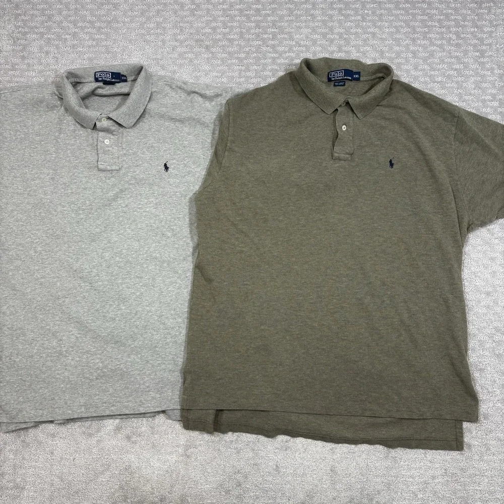 Polo Ralph Lauren Polo Shirt Mens Size 2XL Lot Of 2 Grey And Tan Short Sleeve